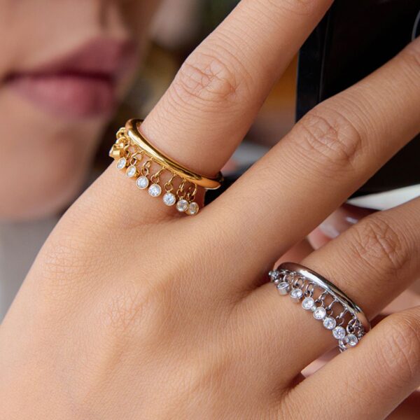 Dangle Drop Ring - SILVER
